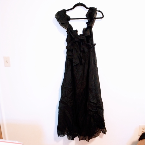 H&M NWT lyocell blend flounced black dress.  Long with open back with a tie clos - Picture 8 of 8